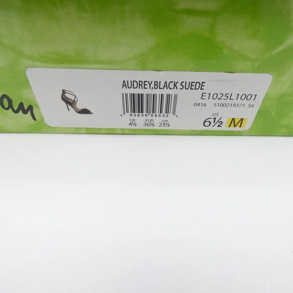 Sam Edelman Audrey Black Suede Ankle Strap Stiletto Heels Size 6.5 M E1025L1001 - Picture 7 of 7